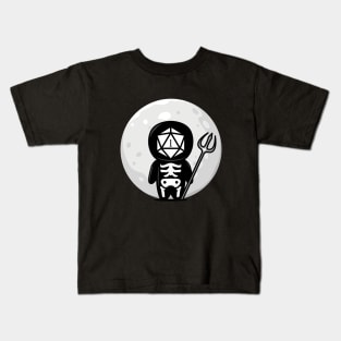 Funny Grim Reaper Critical Fail Polyhedral D20 Dice Moon Kids T-Shirt